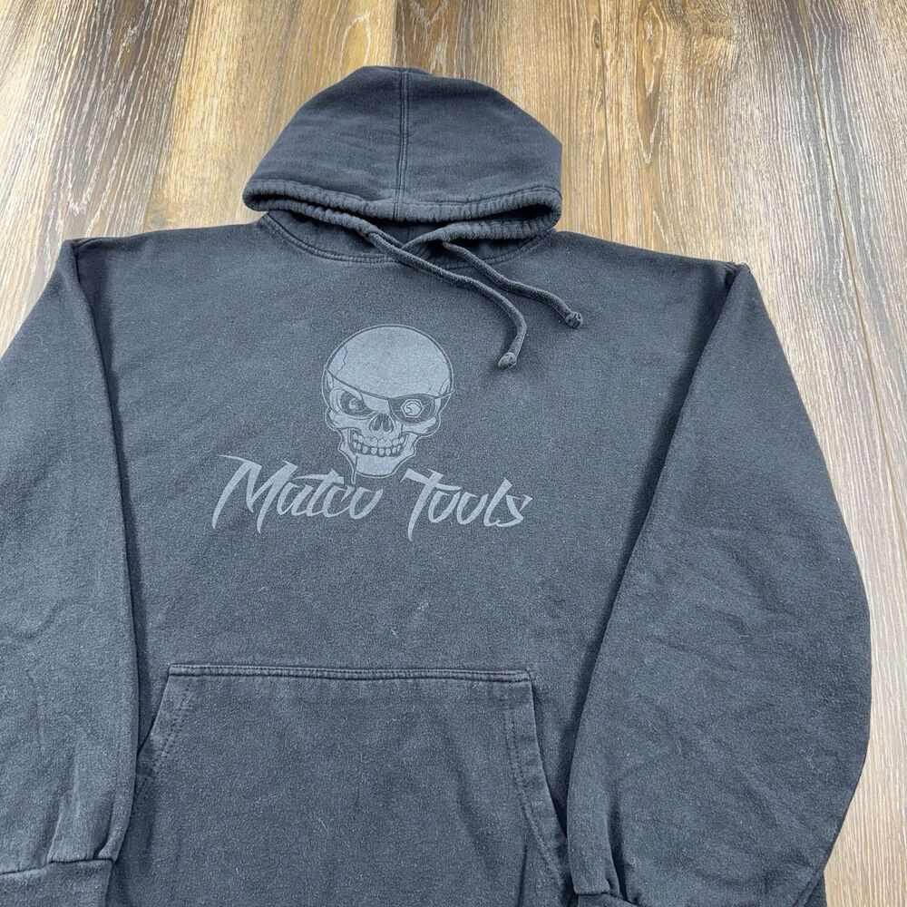 Vintage Matco Tools Hoodie Mens XXL Black Sweatshirt Hot Rod Racing Shop Skull